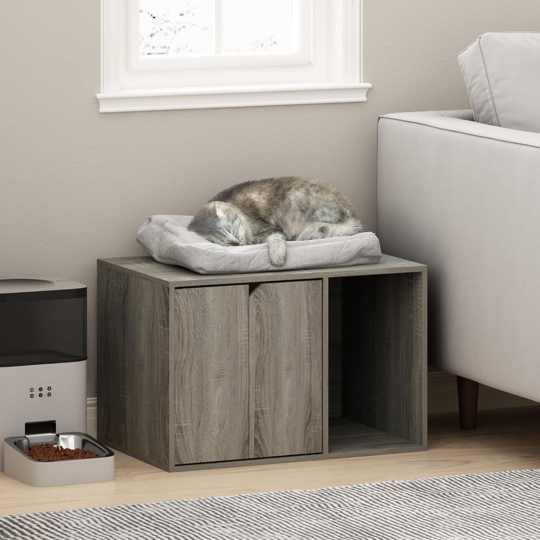 Furinno Peli Small Litter Box Enclosure, French Oak Grey French Oak Grey S, French Oak Grey S