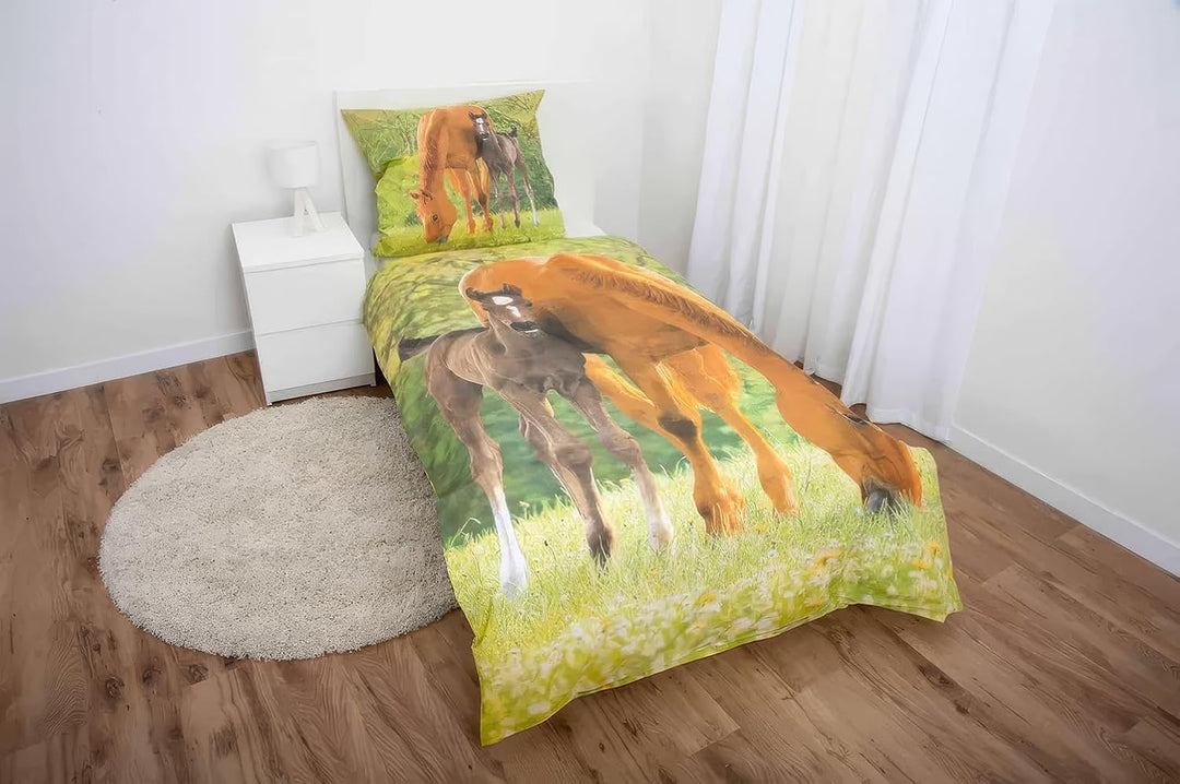 Young Collection Pferd Bettwäsche, 2-teilig, 80 x 80 cm, 135 x 200 cm Baumwolle 100%