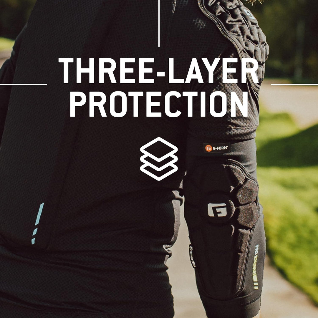 G-Form Pro Rugged Ellbogenschützer, 2 Stück, für Radfahren, BMX, MTB, Downhill, Skateboard L Schwarz