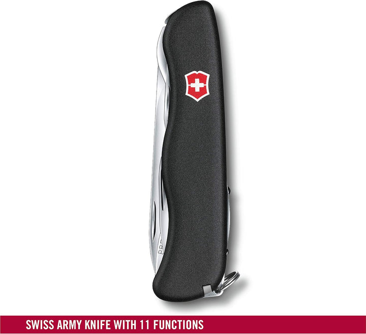 Victorinox Picknicker Taschenmesser (11 Funktionen, Feststellklinge, Schraubendreher) Schwarz, Schwa