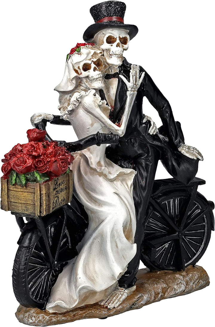 Pacific Giftware Skelett Figuren Braut & Bräutigam mit Fahrrad | Brautpaar Geschenk Hochzeit