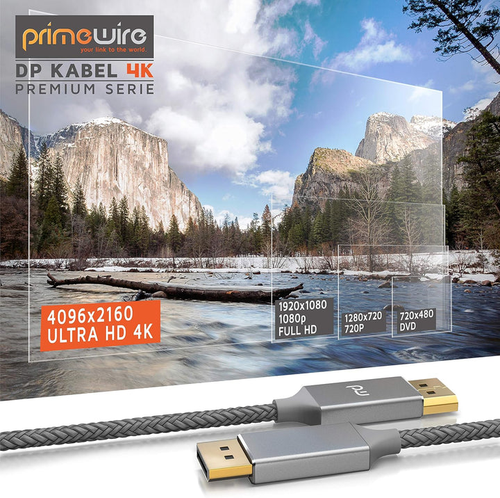 CSL - 4k DisplayPort Kabel 5m - Displayport auf Displayport - DP 1.2-4K 60Hz und 2K 144Hz - Bandbrei