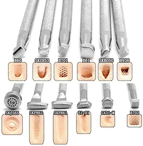 HEEPDD 12 STÜCKE Leder Stempel Werkzeug, Leder Gravur und Prägewerkzeuge Verschiedene Form Stempel P