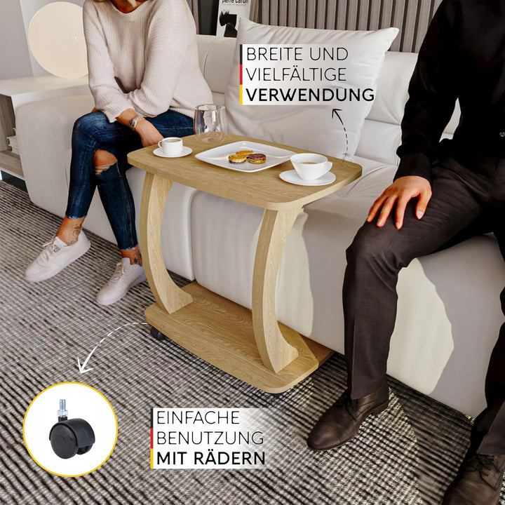 sugodesign Beistelltisch Couch, mit Rollen, Laptoptisch für Couch, Kleiner Wohnzimmertisch, Sofatisc