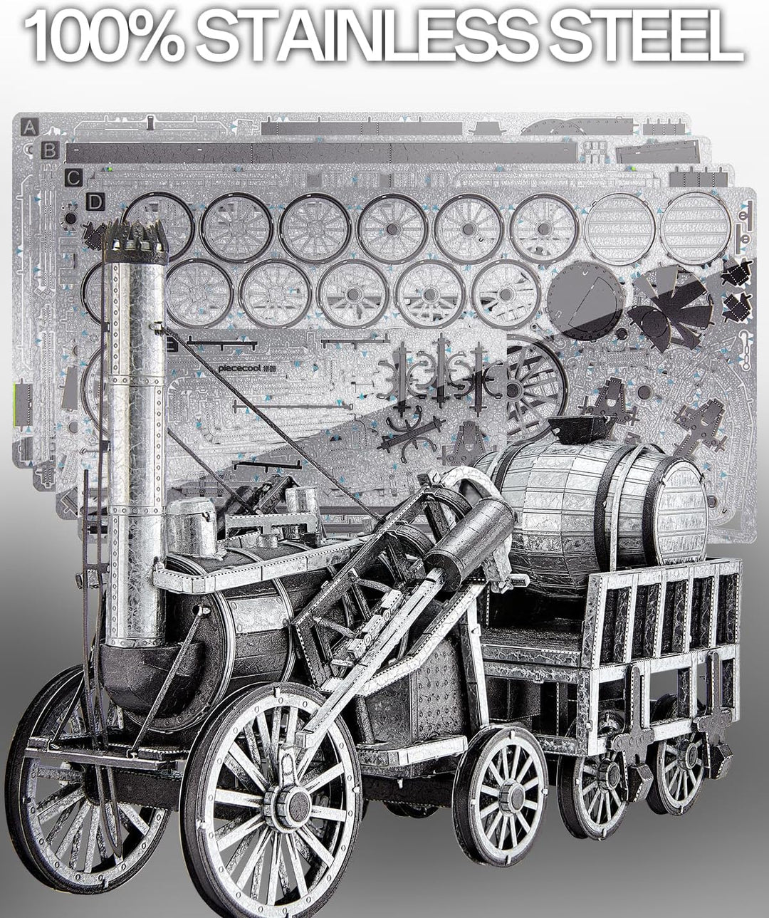 Piececool 3D Puzzle Metall Raketendampflokomotive, Klassischer Transport Handwerk Modellbausätze Ede