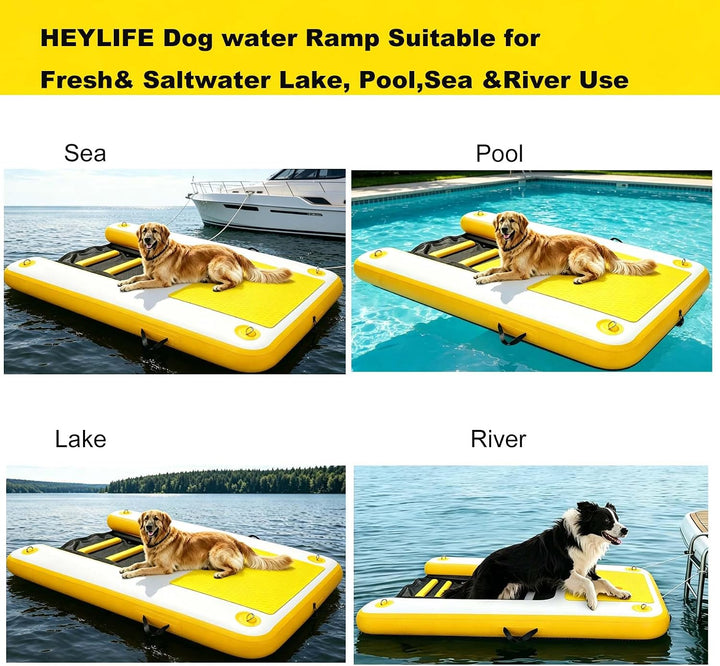 Hunderampe Aufblasbare Hunde Wasserrampe, Hundeboot Rampe Schwimmende Dock Leiter für Pool, Boot, Se