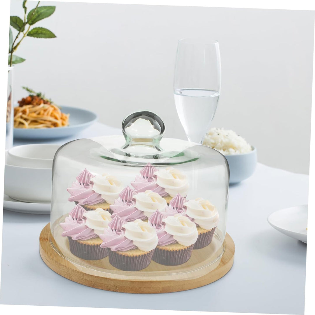 Cabilock Kunststoffschalen Kuchenstand Mit Glasglocke 1 Set Kuchen Dome Abdeckung mit Platte Dessert