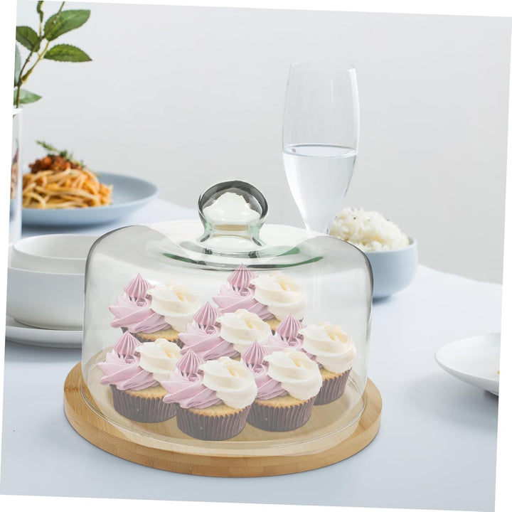 Cabilock Kunststoffschalen Kuchenstand Mit Glasglocke 1 Set Kuchen Dome Abdeckung mit Platte Dessert