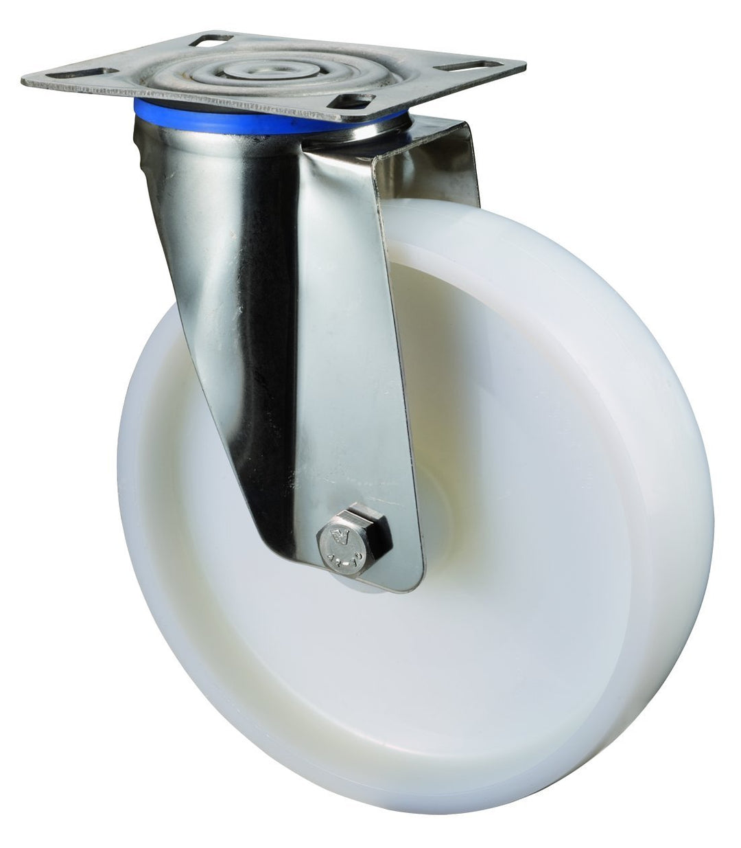 BS Rollen H100.A90.200 Edelstahlrolle, Lenkrolle, Ø 200 mm, Anschraubplatte, Kunststoffrad