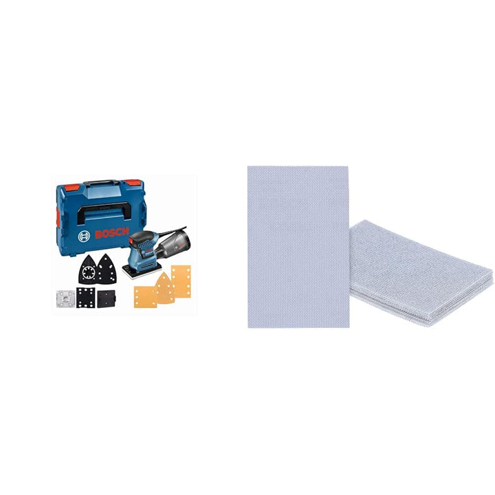 Bosch Professional Schwingschleifer GSS 160-1 A Multi (1,6 mm Schwingkreis-Ø, in L-BOXX) + 10x Exper