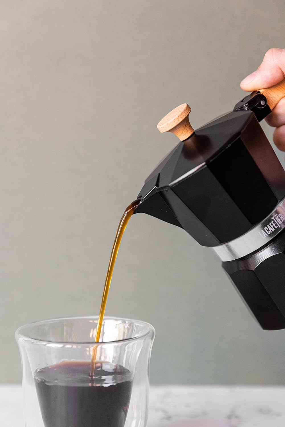La Cafetière Venice Espressokocher, Aluminium Schwarz Three Cup, Schwarz Three Cup