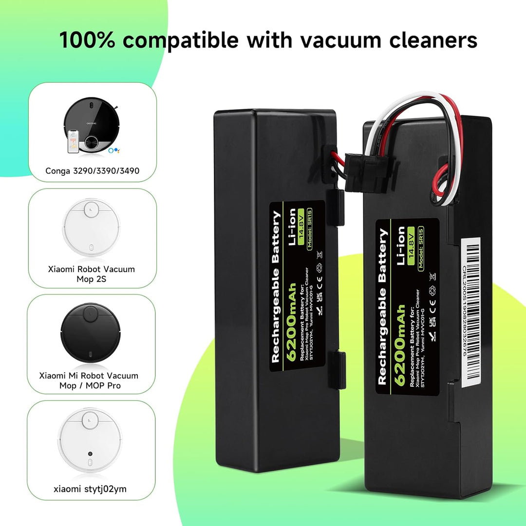 Mspalocell 6200mAh 14.8V Ersatzakku Kompatibel mit Xiaomi Mop, Mop 2s, Mop Pro, STYTJ02YM, Akku für