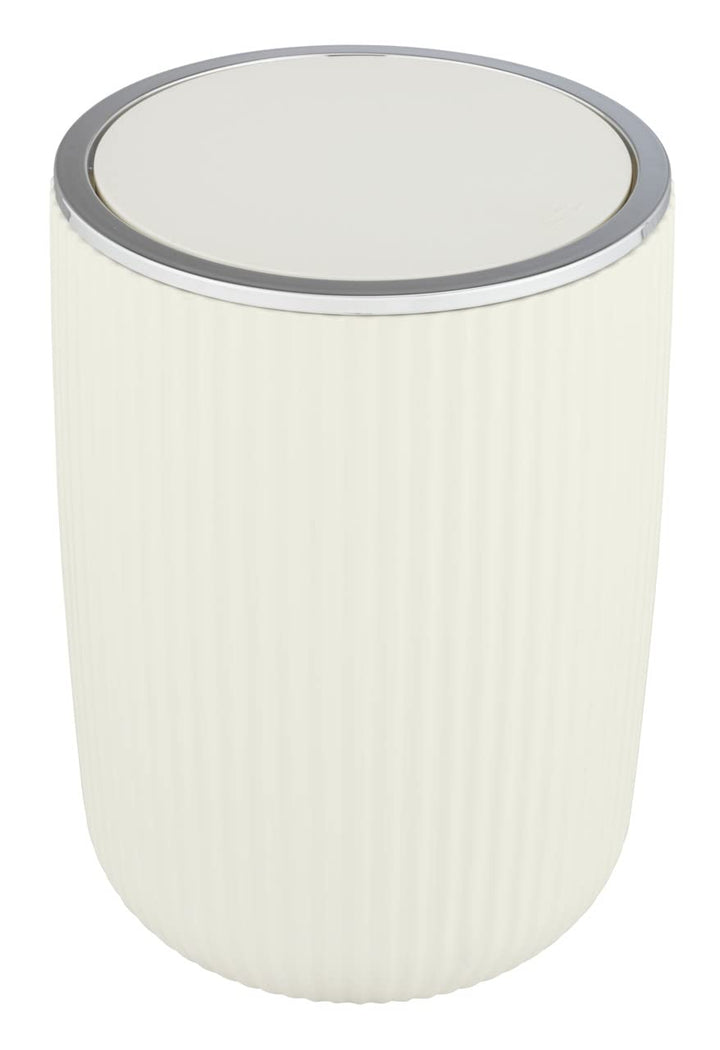 WENKO Schwingdeckeleimer Mod. Agropoli L Cremeweiss, 5,5 Liter, Badezimmer-Mülleimer mit Deckel, Abf