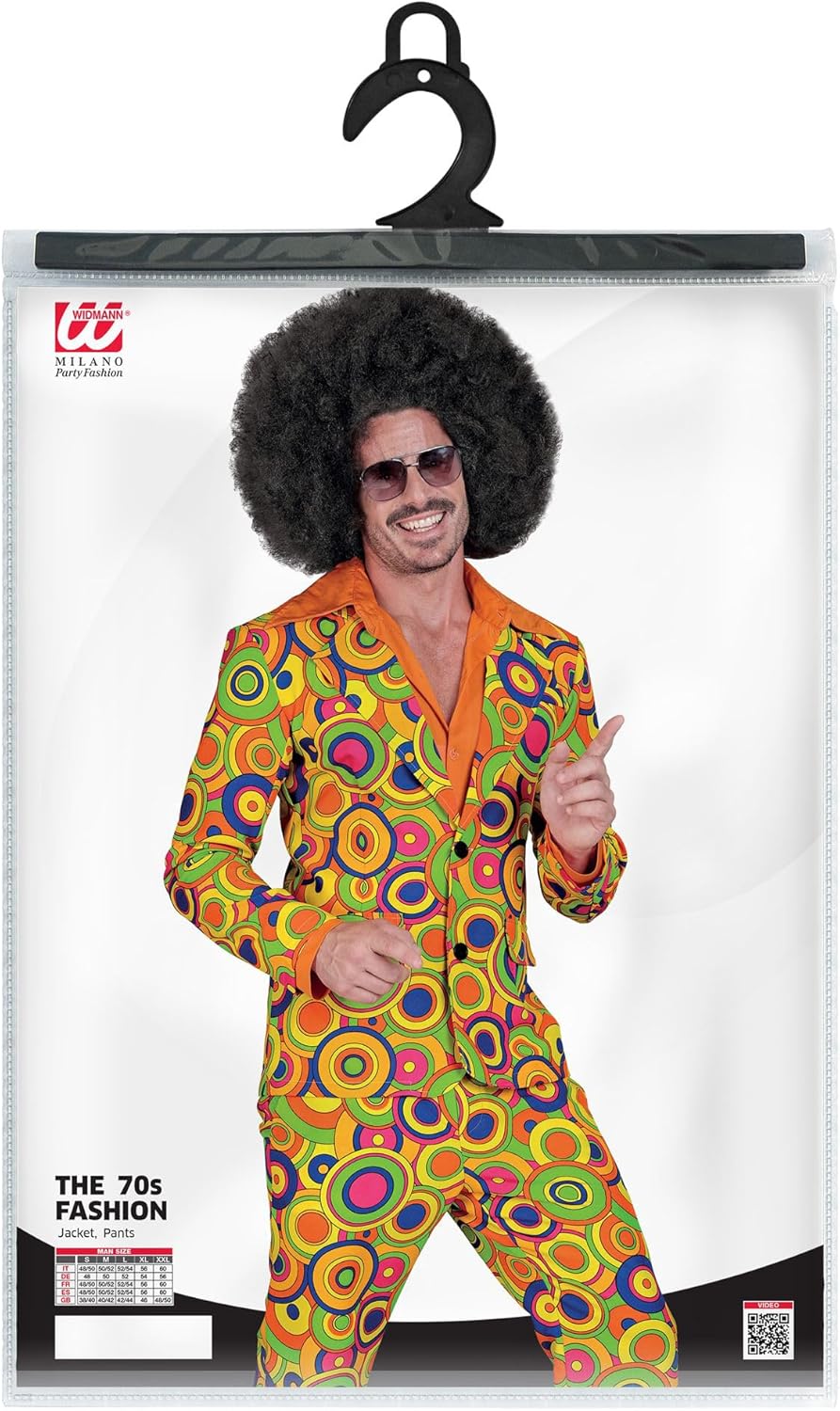 W WIDMANN MILANO Party Fashion - Kostüm 70er Jahre Anzug, Jackett und Hose, Hippie, Reggae, Flower P