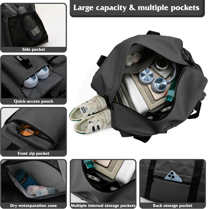 Sporttasche Damen Herren, Reisetasche mit Schuhfach, Trainingstasche mit Nassfach, wasserdichte Week