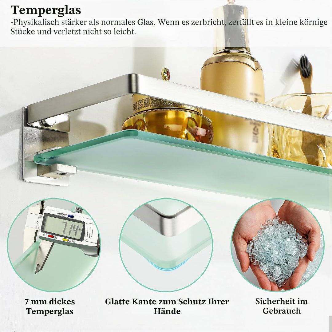 SAYAYO Duschablage Duschregal Edelstahl Glasregal Badezimmer Regal Gebürstet Shower Shelf Shampoo Ha