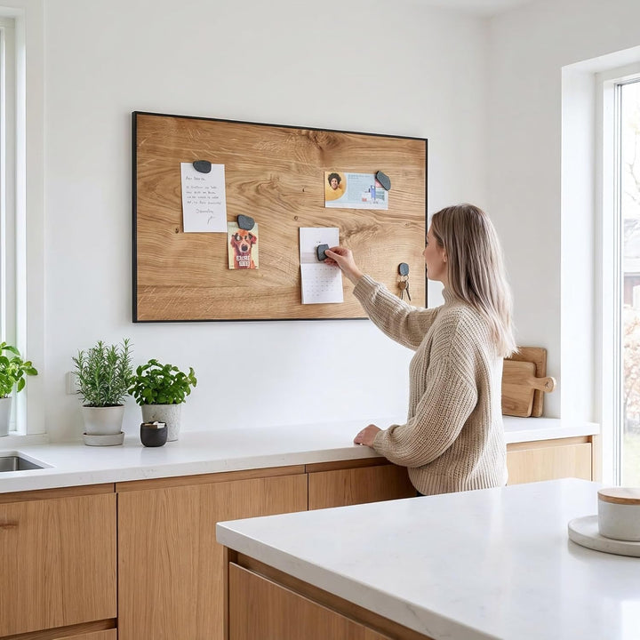 Magnettafel Echt Holz Eiche (Magnetwand+Kreidetafel+Pinnwand+Memoboard) verschiedene Grössen 20x80cm