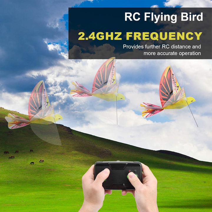 Dilwe RC Flying Bird Spielzeug, Ferngesteuerter Fliegender Vogel, LED, 2,4 GHz, inkl. Fernbedienung,