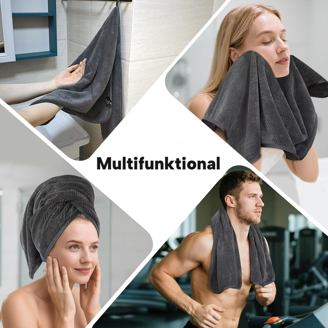 KinHwa 2er Pack Handtuch Haare, Mikrofaser Handtuch Haare, Flauschige Mikrofaser Handtücher, Microfa