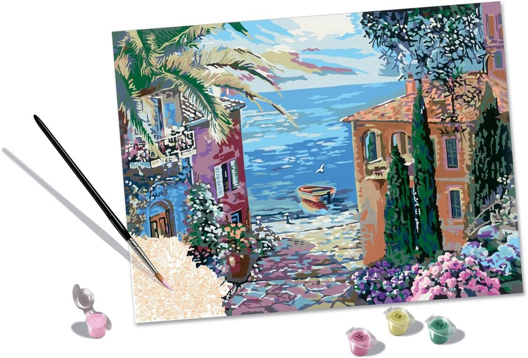 Ravensburger CreArt 20218 - Mediterrane Landschaft - Malen nach Zahlen Erwachsene, DIY Malset mit Pi