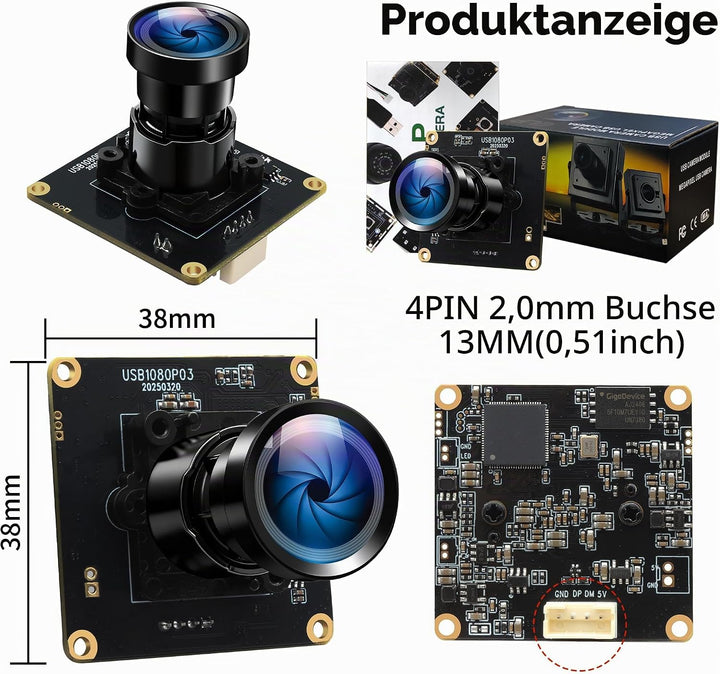 ELP Starvis USB-Kameramodul 0,0001 Lux Ultra Low Light H.264 HDR 1080P Sicherheits-Webcam-Modul mit