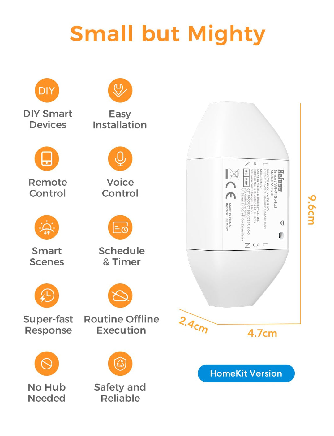 Refoss WLAN Schalter funktioniert mit Apple HomeKit, Universal Smart Schalter für Siri, Alexa, Googl