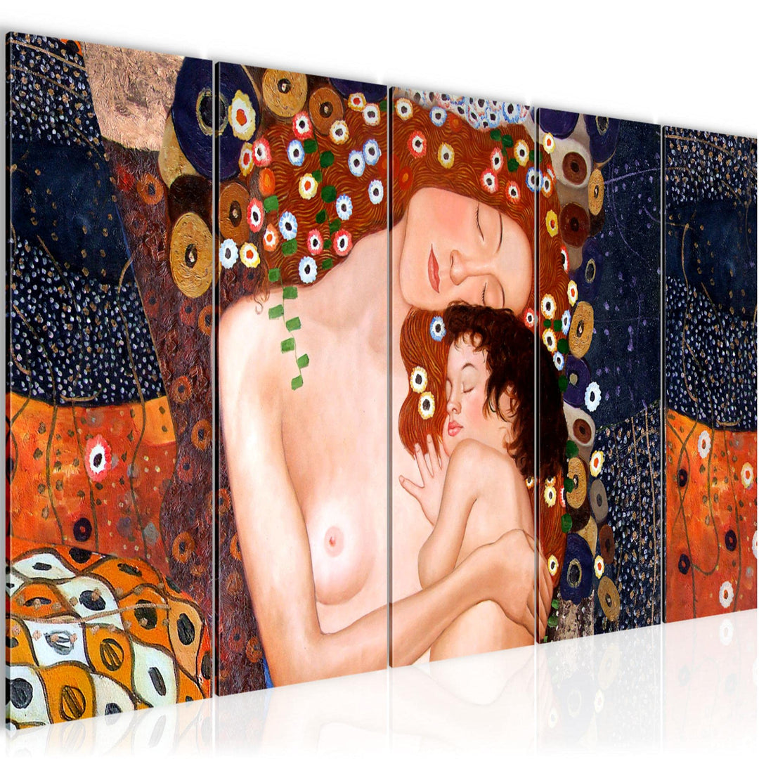 Runa Art Bild Gustav Klimt Mutter und Kind Wandbilder auf Vlies Leinwand 5 Teilig Wanddekoration Woh