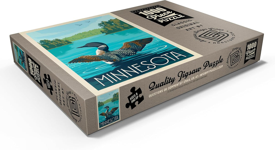 Minnesota: Seetaucher, Vintage Poster - Premium 1000 Teile Puzzle - MyPuzzle Sonderkollektion von An