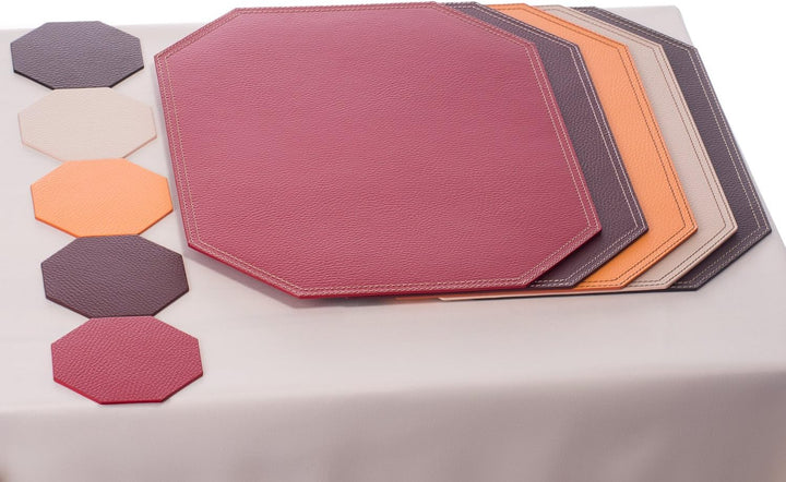 Nikalaz Platzsets und Untersetzer (2er Set), recyceltem Leder Platzdeckchen 40 x 30 cm (ROT) 2er set