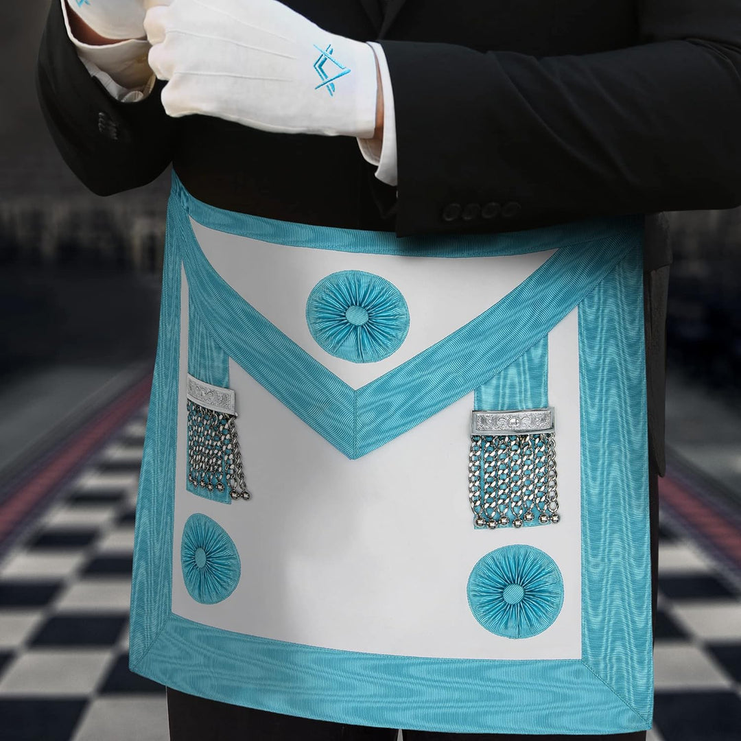 Masonic MM Handwerks-/Freimaurer-Schürze mit Insignien aus Kunstleder, hochwertig