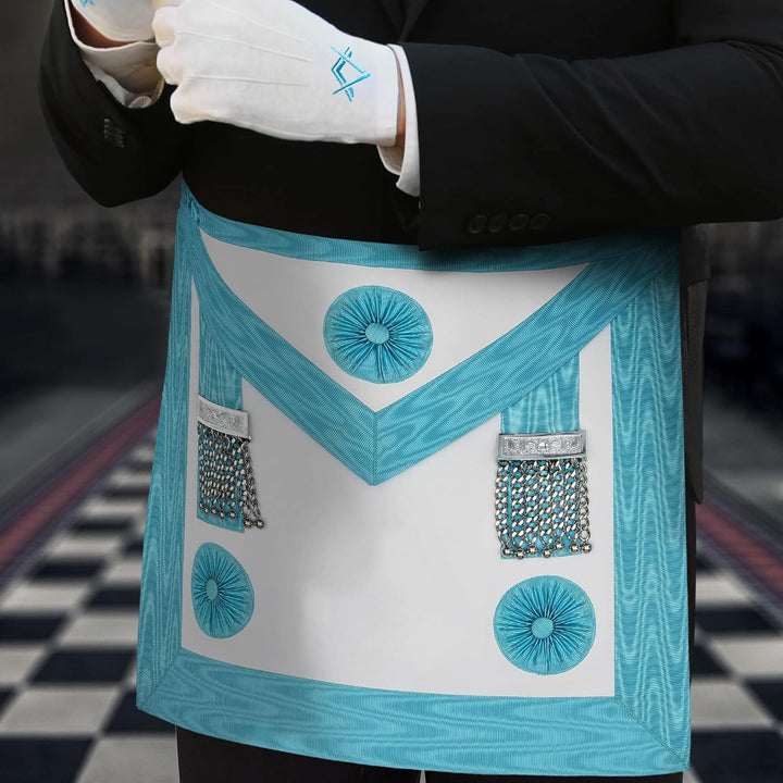 Masonic MM Handwerks-/Freimaurer-Schürze mit Insignien aus Kunstleder, hochwertig
