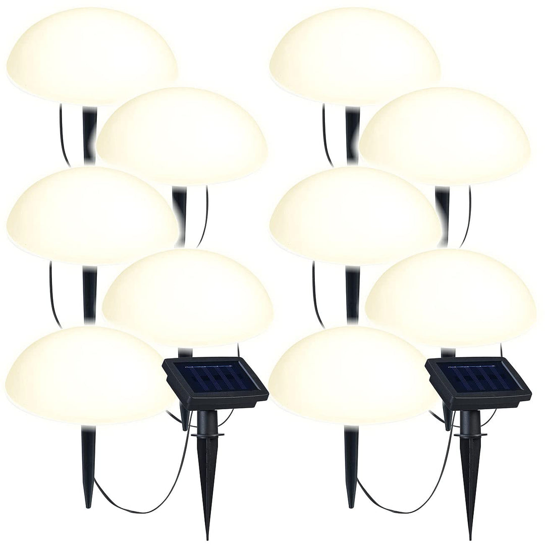 Lunartec Solar Bodenleuchte: Solar-Bodenlichterkette mit 5 warmweissen Halbkugeln, 2er-Set (LED-Lich