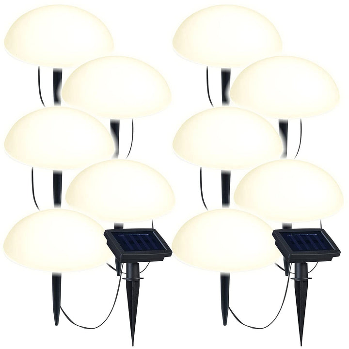 Lunartec Solar Bodenleuchte: Solar-Bodenlichterkette mit 5 warmweissen Halbkugeln, 2er-Set (LED-Lich