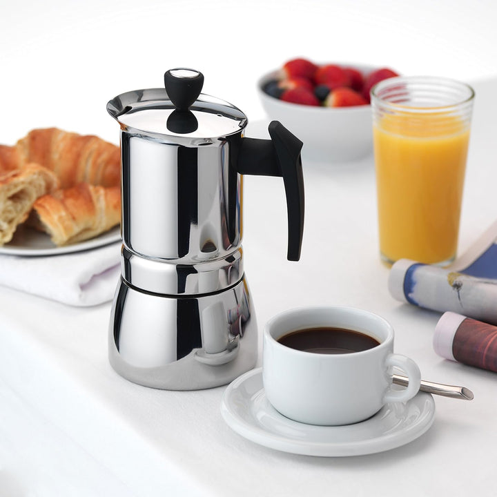 Café Ole von Grunwerg Espressokocher aus Edelstahl für 9 Tassen pro Brühvorgang, nach italienischer