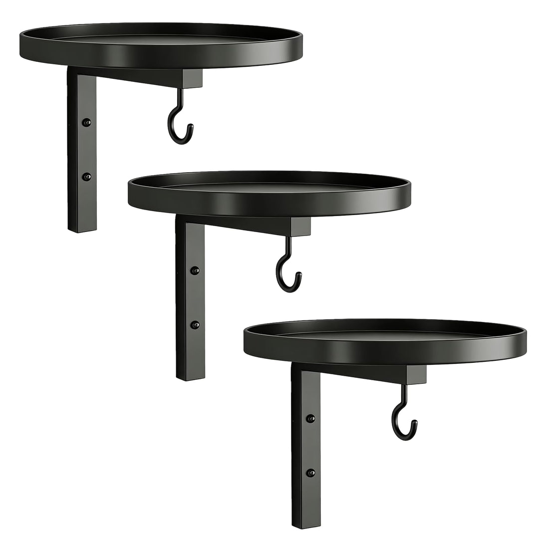 Wandbehang Pflanzenregal 3er Set, Pflanzenhalter mit Ablage und Haken | Platzsparend &amp; Einfach zu Mo