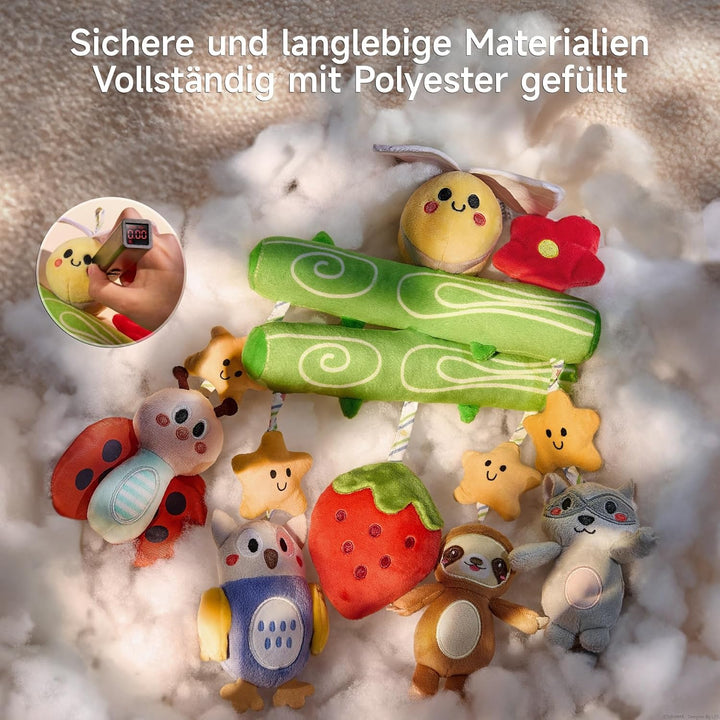 TUMAMA Babyspielzeug 0 3 6 12 Monate, Krippen-Mobile Spielzeug mit Quietschen, Knistern, Rassel, Mon