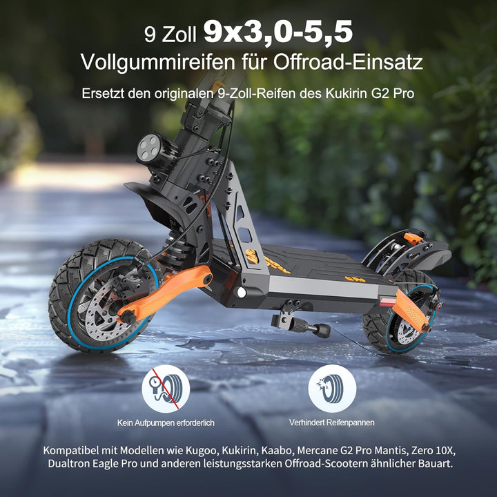 VOLOHAS 9x3,0-5,5 Vollreifen für Kukirin G2 pro, Zero 10X, Dualtron Eagle Pro Elektroroller Ersatzre