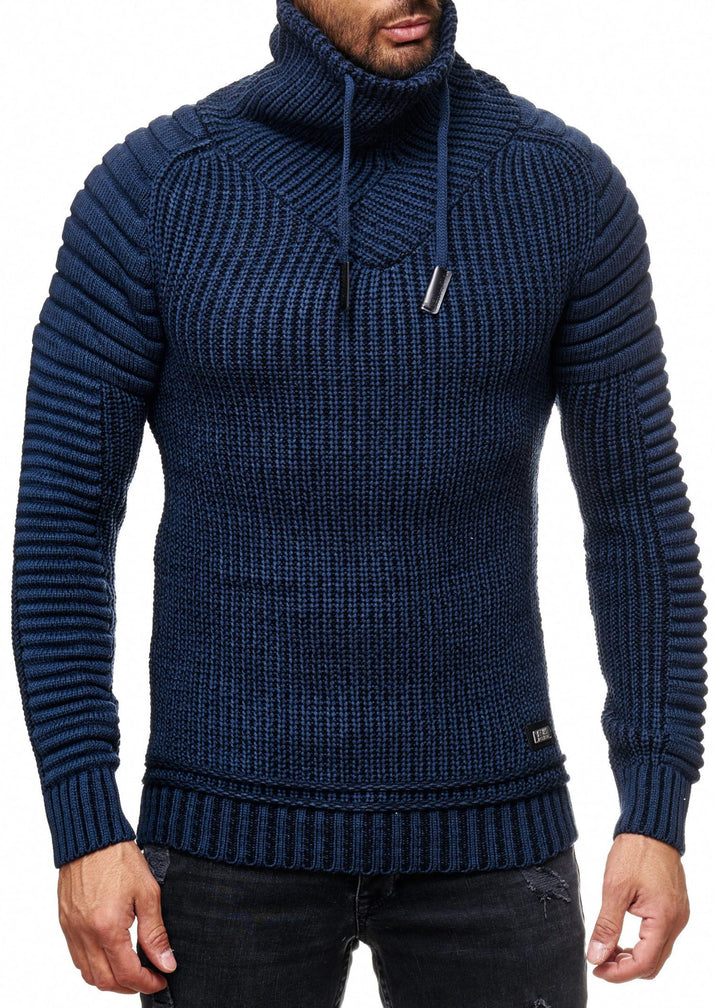 Subliminal Mode Herren-Pullover, Grobstrick, Stehkragen, Basic-Stil, Strickpullover, Winter, Rundhal
