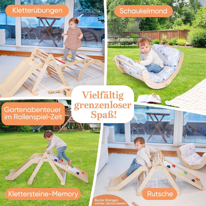 Lululearn® Kletterdreieck, Kletterbogen, Rampe & Rutsche [FALTBAR] – Ideal für Indoor & Outdoor | Sp