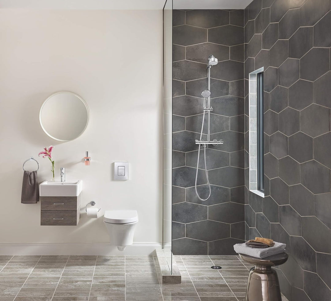 Grohe Bau Cosmopolitan - Bademantelhaken, chrom, 40461001 & Essentials - WC-Papierhalter (Material:
