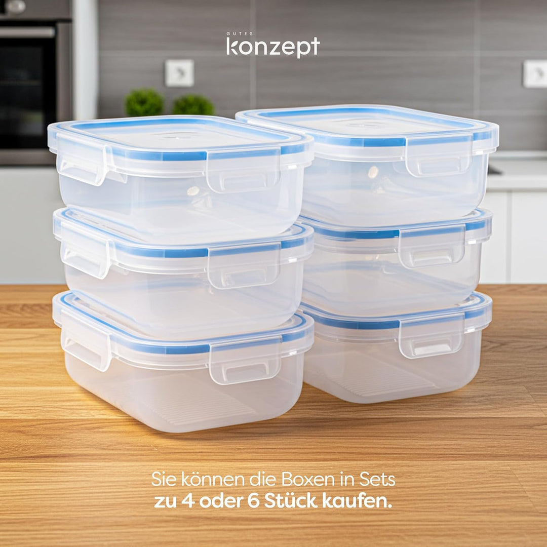 KONZEPT Frischhaltedosen mit Deckel 1L Set 6er Kühlschrank Organizer Transparent Mealprepboxen Stape