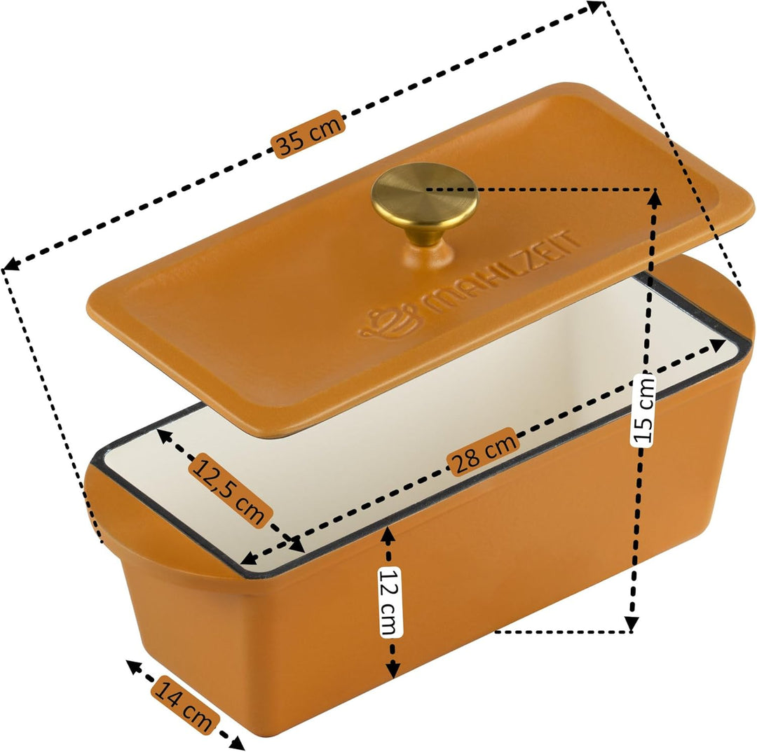 Mahlzeit Gusseisen Bräter mit Deckel emailliert | 3 Liter | Sunny Orange | Backofengeeignet, Indukti