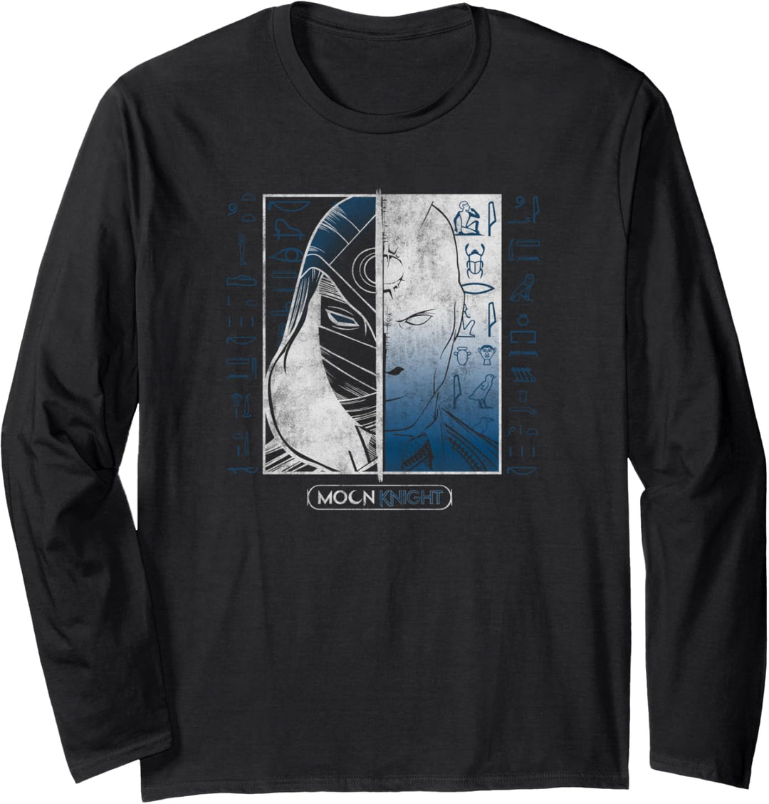 Marvel Moon Knight Split Face Poster Langarmshirt