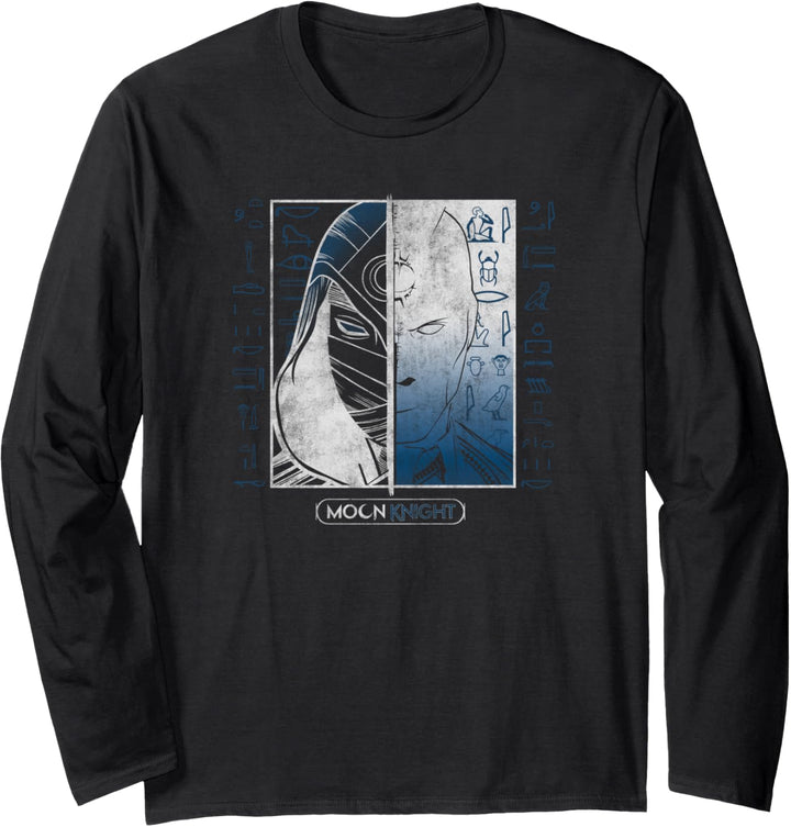 Marvel Moon Knight Split Face Poster Langarmshirt