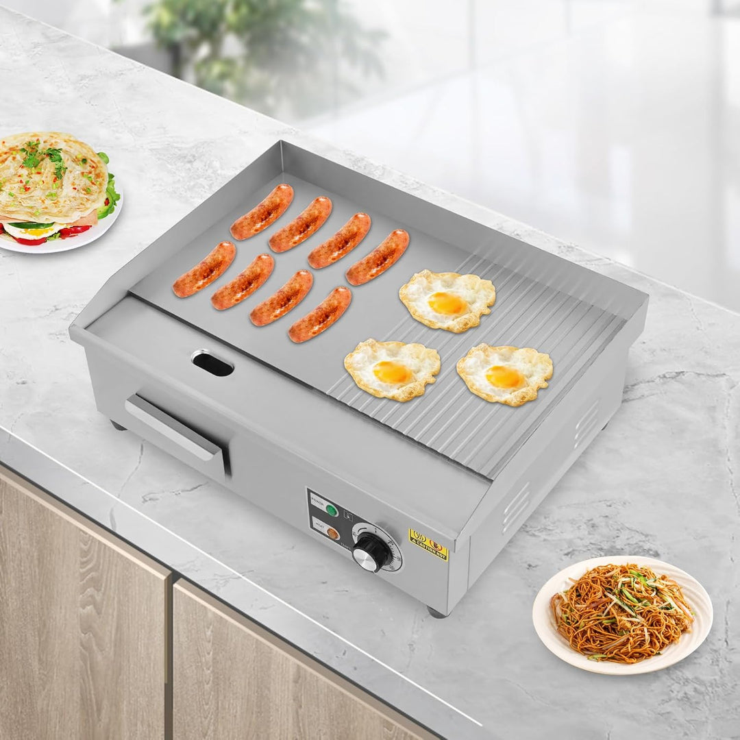 Elektrische Tischgrills 3000W Gastro Grillplatte 55x43cm, Kommerzieller Elektrogrill mit 8mm verdick