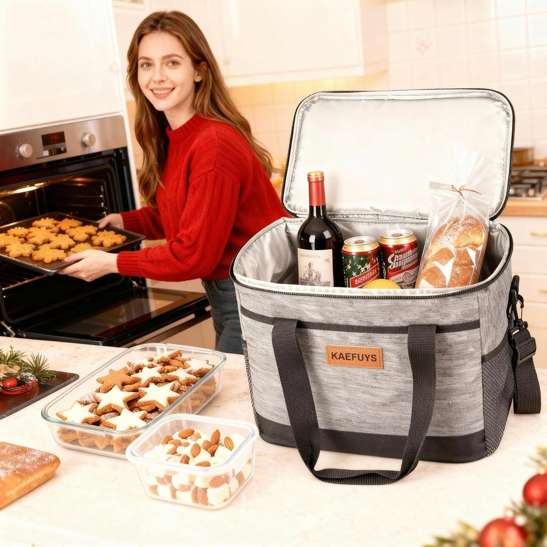 Kühltasche 30L+14h Kühlung Thermoisoliert Tragbar Faltbar Wasserdicht Gross Picknicktasche für Einka