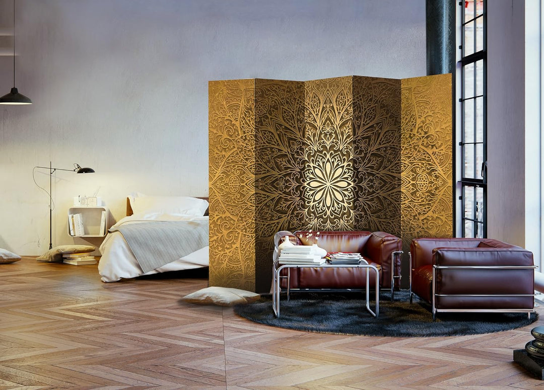 murando Raumteiler Mandala Ornament Oriental Foto Paravent 225x172 cm beidseitig auf Vlies-Leinwand
