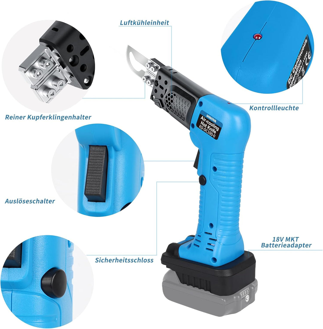 MINOVA Styrocutter Heisses Messer Kabelloser Luftgekühlter Professioneller Elektrischer Heissschneid