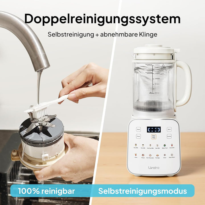 Nussmilchbereiter 12‑in‑1,1.5 Lautomatischer Sojamilchmaker,abnehmbares Design,Mandel-/Hafermilch &