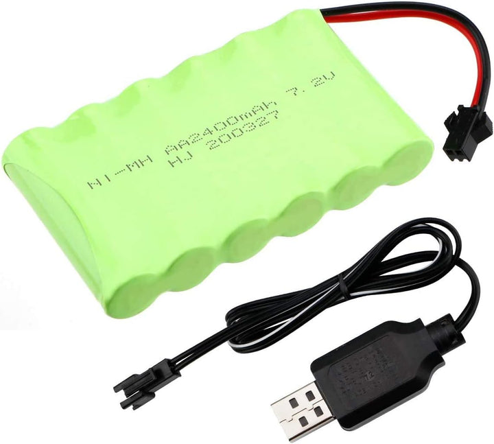 YUNIQUE Deutschland 1 Stück wiederaufladbare Batterie 7,2 V 2400 mAh NI-MH AA mit SM-2P 2Pin Plug un